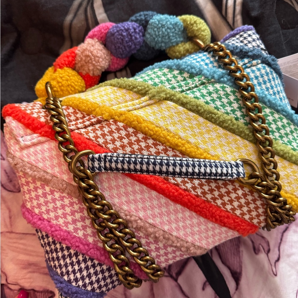 Kurt Geiger Red and Pink Quilted Shoulder Bag with Chain Straps - Picture 4 of 10